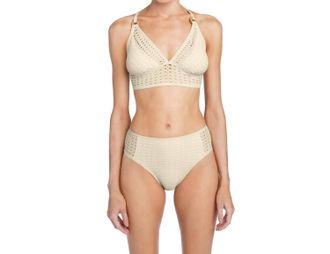 Robin Piccone Marlow High Waist Bikini Bottoms In Ecru