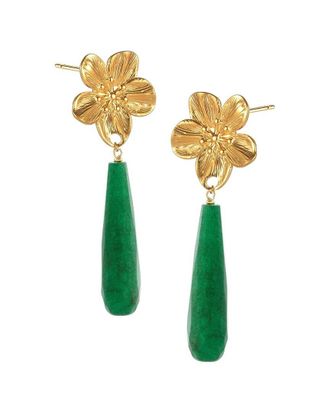 Liv Oliver 18K Plated 50.00 Ct. Tw. Jade Tear Drop Earrings