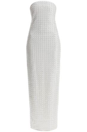 Rotate Womens Long Cotton Bodycon Dress With Beads Strapless