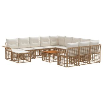 vidaXL Conjunto De Sof&aacute;s De Jard&iacute;n 13 Pcs Natural Y Crema Vidaxl