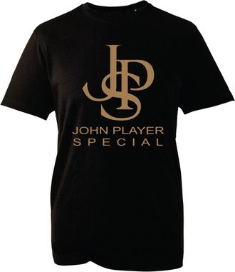 Generic John Player Special T-Shirt - Retro JPS Logo Graphic Tee, Vintage Racing Inspired Classic Shirt for Men and Women (Black, 2XL)
