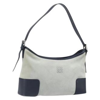 Loewe Pre-owned Suede Shoulder Bag - Dames - Pre-owned - Grijs - Maat: ONE Size Su&egrave;de