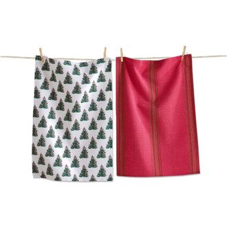 Tag Very Merry Tree Dishtowel Set Multicolor Cotton Kitchen Towels in Multicolored at Nordstrom