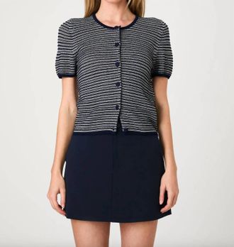 French Connection Womens Zigzag Mid Cardigan In Blue