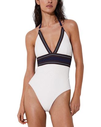 Reiss Giana Color Block Halter Neck Swimsuit