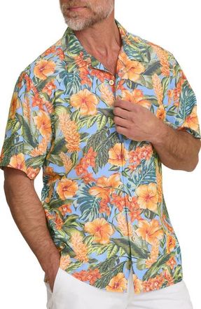 Tommy Bahama Coastal Ease IslandZone Golden Gardens Camp Shirt in Dk Spa at Nordstrom, Size Xxx-Large