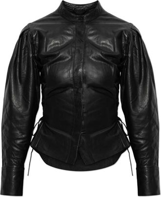AllSaints Leren Blouse Evanna - Dames - Overhemden - Zwart - M - Leer - Overhemden