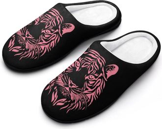 Generic Tiger Face Womens Slippers Warm House Slippers Indoor House Shoes with Anti-Skid Rubber Sole