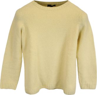 The Row Knitted 3/4 Sleeve Sweater in Yellow Cashmere