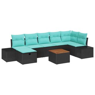 vidaXL Conjunto De Sof&aacute;s De Jard&iacute;n 8 Uds. Negro Rat&aacute;n Sint&eacute;tico Vidaxl
