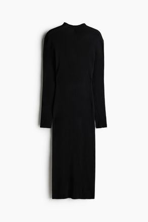 H&M Turtleneck-Kleid in Rippstrick - Schwarz