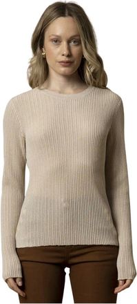 Kocca Round-neck Knitwear, female, Yellow, Size: XS Ribbed Long Sleeved Sweater