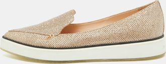 Nicholas Kirkwood Gold Metallic Lurex Fabric Alona Loafers