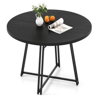 Costway Costway 118CM Dining Table Round Kitchen Table Modern Diner Table in Black