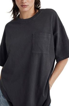 Madewell Garment-Dyed Oversize Cotton Pocket T-Shirt in Black Coal at Nordstrom Rack, Size X-Small
