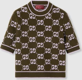 Gucci GG Wool Bouclé Jacquard Top, Green, Ready-to-wear