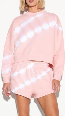 Spiritual Gangster Palisades Shibori Crewneck Cotton Sweatshirt in Shell Pink at Nordstrom Rack, Size X-Small