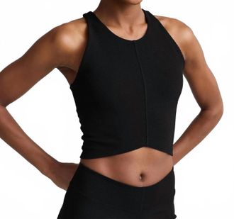 Beyond Yoga Impulse Ribbed High Neck Tank In Black Onyx