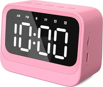 OEM Barra De Sonido Port&aacute;til Con Doble Reloj, Reproductor De M&uacute;sica Inal&aacute;mbrico, Compatible Con Tarjeta Tf, Color Rosa