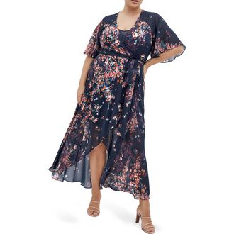 City Chic Lovers Lane Wrap Maxi Dress in Royal Blue at Nordstrom Rack, Size 14W