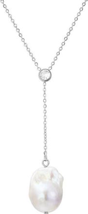 Untamed Petals Odessa Freshwater Pearl Lariat in Silver at Nordstrom