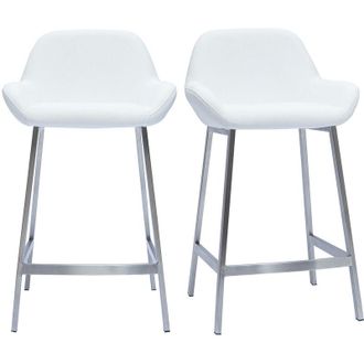 Miliboo Sgabelli da bar design bianco e base metallo (lotto di 2) ringer