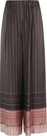 Alysi Pantalone Pinstripes - Dames - Wijde Broeken - Bruin - S - Leer - Broeken