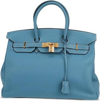 Herm&egrave;s 2003 Birkin 35 handtas met dubbele handgrepen - Blauw