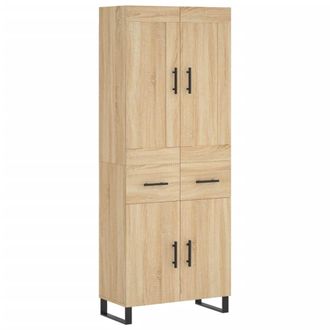 vidaXL Aparador Alto Madera Contrachapada Color Roble 69,5x34x180 Cm Vidaxl