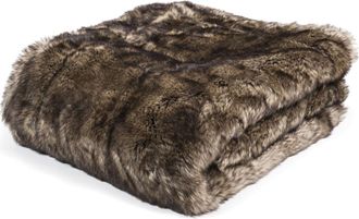 Maisons du monde Manta de imitación de piel marrón 150 x 180cm