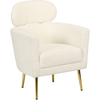 HOMCOM Homcom Butaca De Sal&oacute;n Sill&oacute;n Individual Tapizado En Vell&oacute;n Con Reposacabezas Y Patas De Metal Para Dormitorio Carga 125 Kg