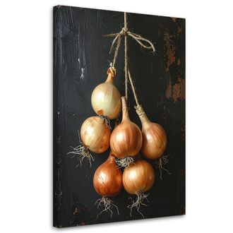 Feeby Cuadro Sobre Lienzo, Cebollas Colgantes Verduras, 80x120