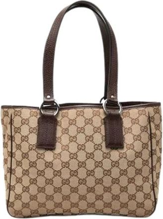 Gucci Pre-owned Tote Bag - Dames - Vintage Shopper - Beige - ONE Size - Leer - Vintage