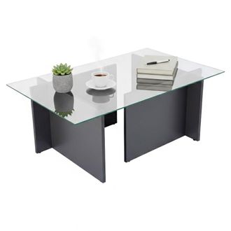 Dmora Mesa De Caf&eacute; Illasi, Mesa De Centro Baja, Revistero Para Sof&aacute;, Estante De La Sala De Estar, 105x65 H40 Cm, Antracita - Dmora