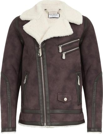 Philipp Plein Eco Shearling Jacket - Heren - Jassen - Bruin - 2XL - Jassen