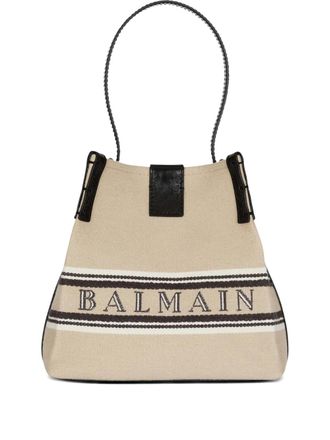 Balmain Release striped-detail bucket bag - Toni neutri
