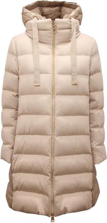 Herno Zijde Kasjmier Jas met Afneembare Capuchon - Dames - Dons jassen - Beige - XL - Kasjmier - Jassen