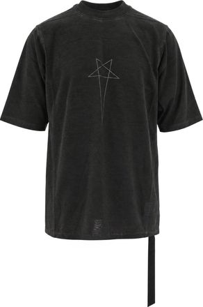 Rick Owens Faded Black Jumbo Graphic Cotton Jersey T-Shirt