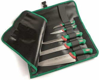 Sanelli Sanelli Set 5 coltelli Premana Professional Rotolo Cuoco, Cordura, Nero/Verde
