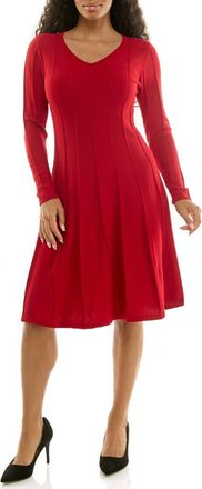 Nina Leonard Long Sleeve A-Line Sweater Dress in Red at Nordstrom Rack, Size X-Large