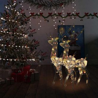 vidaXL Adorno De Renos De Navidad Acr&iacute;lico Multicolor 2 Uds 120 Cm Vidaxl