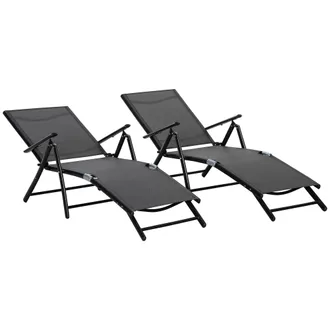 OUTSUNNY Set 2 Sdraio Da Giardino Pieghevole Regolabile 7 Posizioni
