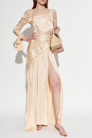 Blumarine Satin Dress With vintrage Effect, Womens, Cream