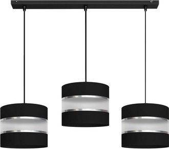 Netlighting Helen Straight Bar Pendant Ceiling Light Black Silver 65cm