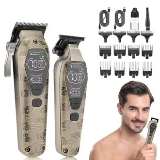 OEM Cortapelos El&eacute;ctrico Inal&aacute;mbrico Para Hombre, Kit De Corte Con 12 Peines Gu&iacute;a, Pantalla Lcd Inteligente Para Barber&iacute;as Y Uso Dom&eacute;stico
