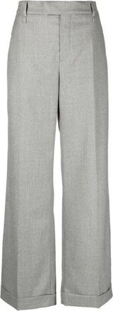Brunello Cucinelli WomenS Pearl Grey Wool Wide Leg Trousers, Size 8