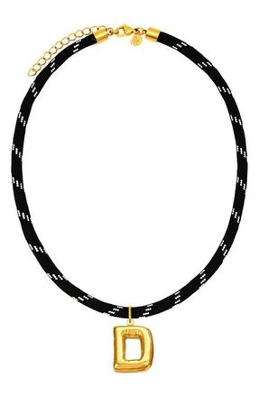 Petit Moments Bubble Initial Pendant Cord Necklace in Black-D at Nordstrom