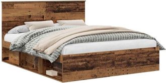 vidaXL Bed Frame with Headboard Old Wood 160 x 200 cm Solid Pine Wood vidaXL