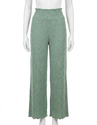 Z Supply Dawn Smocked Rib Pant In Botanical Green