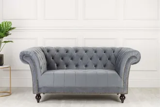 Birlea Chesterfield Sofa 2 Seater Chester Studded Settee in Mid Grey